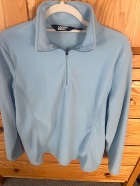 Lands' End Pale Blue Half-Zip Fleece Pullover Large